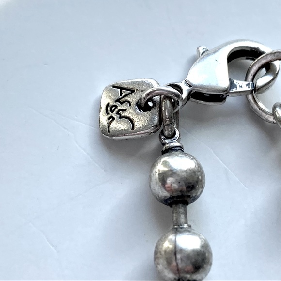 Arts and Crafts (A&C) Silver, Glass and White Natural Stone Statement Necklace - Picture 7 of 8